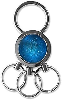 DIYthinker Starry Sky Night Leo Zodiac Constellation Sign Metal Key Chain Ring Car Keychain Creative Trinket Keyring Novelty Item Best Charm Gift 7 x 2.8cm , 2.1cm Diameter for Image Multicolor