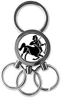 DIYthinker Constellation Sagittarius Zodiac Sign Symbol Mark Silhouette Illustration Pattern Metal Key Chain Ring Car Keychain Creative Trinket Keyring Novelty Item Best Charm Gift 7 x 2.8cm , 2.1cm d