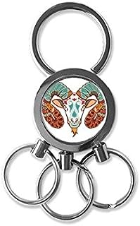 DIYthinker Sign Aries Constellation Zodiac Symbol Mark Illustration Pattern Metal Key Chain Ring Car Keychain Creative Trinket Keyring Novelty Item Best Charm Gift 7 x 2.8cm , 2.1cm diameter for image