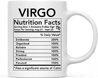 INKOLOGIE Astrological Zodiac Star Sign 11oz. Coffee Mug Gift, Virgo Characteristics Nutritional Facts, 1-Pack, Horoscope Virgo Birthday Christmas Office Cup Gifts Ideas