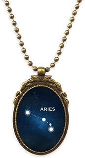 DIYthinker Aries Constellation Zodiac Sign Antique Brass Necklace Vintage Pendant Jewelry Deluxe Gift