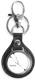 DIYthinker Taurus Constellation Sign Zodiac Leather Metal Key Chain Ring Car Keychain Gift