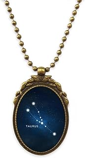 DIYthinker Taurus Constellation Zodiac Sign Antique Brass Necklace Vintage Pendant Jewelry Deluxe Gift