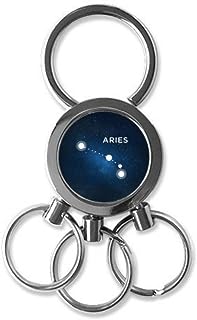 DIYthinker Aries Constellation Zodiac Sign Stainless Steel Metal Key Chain Ring Car Keychain Keyring Clip Gift 7 x 2.8cm, 2.1cm Diameter for Image Multicolor