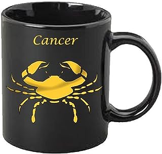 SCPmarts New Zodiac Sigh Black Coffee Mug, Gift Mug, Wedding Gift Mug Zodiac Sun Sign Mug by SCPmarts (Gold Cancer)