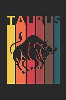 Retro Taurus Notebook - Horoscope Journal - Zodiac Signs Diary - April May Birthday Taurus Gift: Medium College-Ruled Journey Diary, 110 page, Lined, 6x9 (15.2 x 22.9 cm)