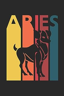 Retro Aries Notebook - Horoscope Journal - Zodiac Signs Diary - March April Birthday Aries Gift: Medium College-Ruled Journey Diary, 110 page, Lined, 6x9 (15.2 x 22.9 cm)