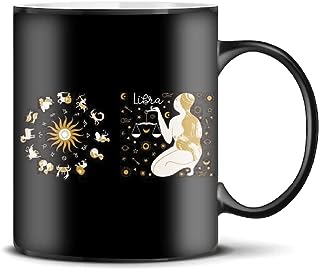 Phone Antics Zodiac Sign Coffee Cup Tea Mug Zodiac Printed Black Coffee Mug Zodiac Sign Mug Horoscope Cup Gift for Friend Brother Sister Couple - Libra (♎︎)