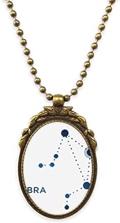 DIYthinker Libra Constellation Sign Zodiac Antique Brass Necklace Vintage Pendant Jewelry Deluxe Gift