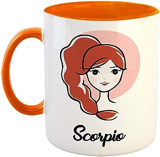 FurnishFantasy - Scorpio Zodiac Sign Coffee Mug - Best Festive Gift for Family and Friends - Orange (0474)
