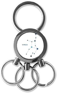 DIYthinker Virgo Constellation Sign Zodiac Stainless Steel Metal Key Chain Ring Car Keychain Keyring Clip Gift 7 x 2.8cm , 2.1cm Diameter for Image Multicolor