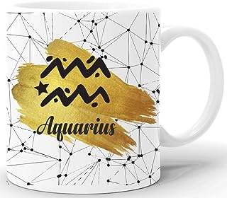 GiftZilla|Ceramic Coffee Tea Mug, Zodiac Sign-Aquarius Printed Mug Gift for Friend, Brother,Sister for Friendship Day and Birthday|Z12