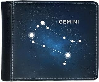 DIYthinker Gemini Constellation Zodiac Sign Flip Bifold Faux Leather Wallet Multi-Function Card Purse Gift
