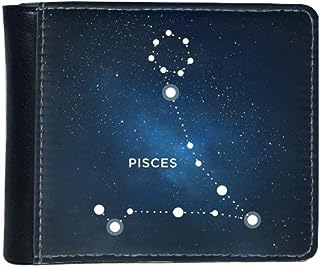 DIYthinker Pisces Constellation Zodiac Sign Flip Bifold Faux Leather Wallet Multi-Function Card Purse Gift