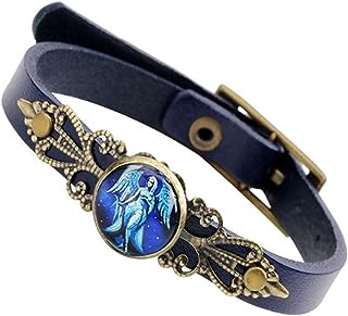 Young & Forever Valentine Gift Zodiac Sign Constellation Handmade black Genuine leather bracelet for men Virgo bracelet for girls
