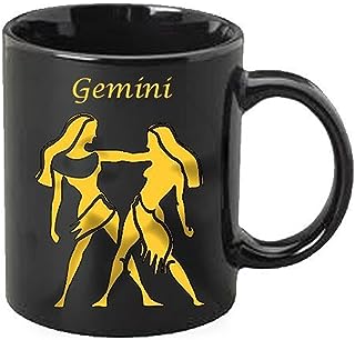 SCPmarts New Zodiac Sigh Black Coffee Mug, Gift Mug, Wedding Gift Mug Zodiac Sun Sign Mug by SCPmarts (Gold Gemini)