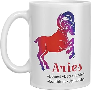 TrendoPrint Aries Zodiac Signs Printed Coffee Mug (11oz-350ml) Happy Birthday Gifts & Return Gifts for Kids Girls Boys Men Women & Loving Ones