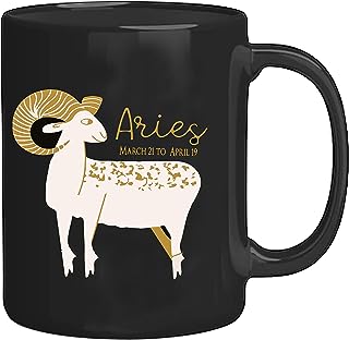 Northland Zodiac Sign Aries Black Mug with Customised Name - Gift for Birthday