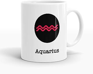 Gift Arcadia Ceramic Zodiac Sign Aquarius Coffee Mug - 1 Piece, White, 330ml (A040)