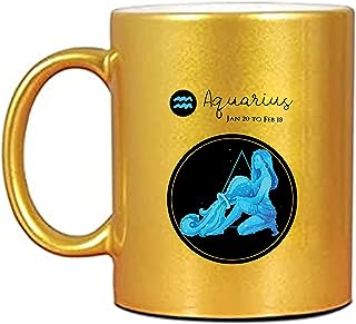 Northland Zodiac Sign Aquarius Gold Mug with Customised Name - Gift for Birthday