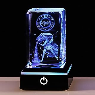 3D Crystals Aquarius Zodiac Astrology Gifts for Women Men,Aquarius Glass Figurine Decor Constellation Stuff June Birthday Gifts for Girlfriend Woman Wife Keepsake Sign Symbolic Energy: Persistence