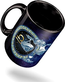 ECFAK Libra Zodiac Sign with Quotes Printed Black Coffee/Tea Mug for Birthday Gifts for Friend | Horroscope | Gifting Mug