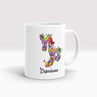 Gift Arcadia Ceramic Zodiac Sign Capricorn Coffee Mug - 1 Piece, White, 330ml (A203)