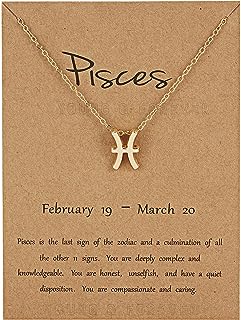 Young & Forever Valentine Gift 18K Gold Plated 12 Zodiac Sign Constellation Letter Pendant Necklace for Women Girls, 18" Birthday Gift