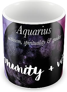 BeyondTrendz Aquarius Zodiac Sign Characteristics Sun Sign Horoscope Printed Gift Ceramic Coffee Mug & Tea Cup (350 ml, 11 oz)