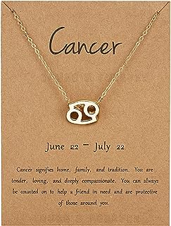 Young & Forever Valentine Gift 18K Gold Plated 12 Zodiac Sign Constellation Letter Pendant Necklace for Women Girls, 18" Birthday Gift