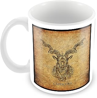 BeyondTrendz Capricorn Brown Zodiac Sign Sun Sign Horoscope Printed Gift Ceramic Coffee Mug & Tea Cup (350 ml, 11 oz)